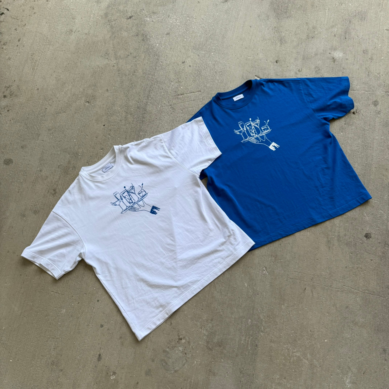 white and blue Hang Dry shirts