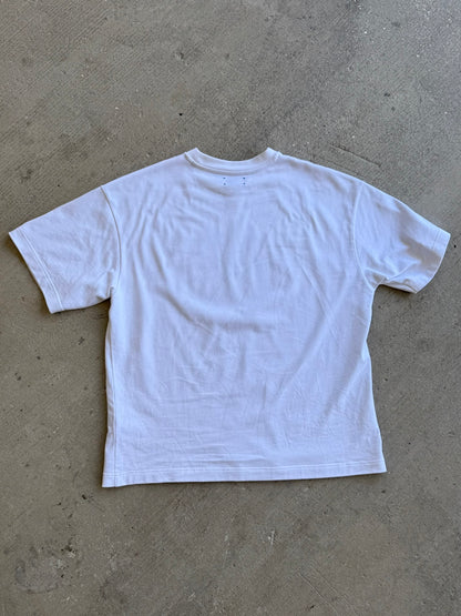 Hang Dry Gallery White Sunday Dinner tee — clean back view showing premium construction and relaxed silhouette