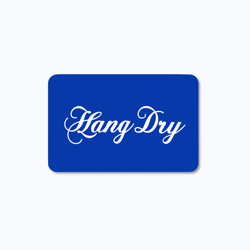 Hang Dry gift card in brand blue — white logo centered, the perfect gift for the lifestyle-forward Hang Dry community