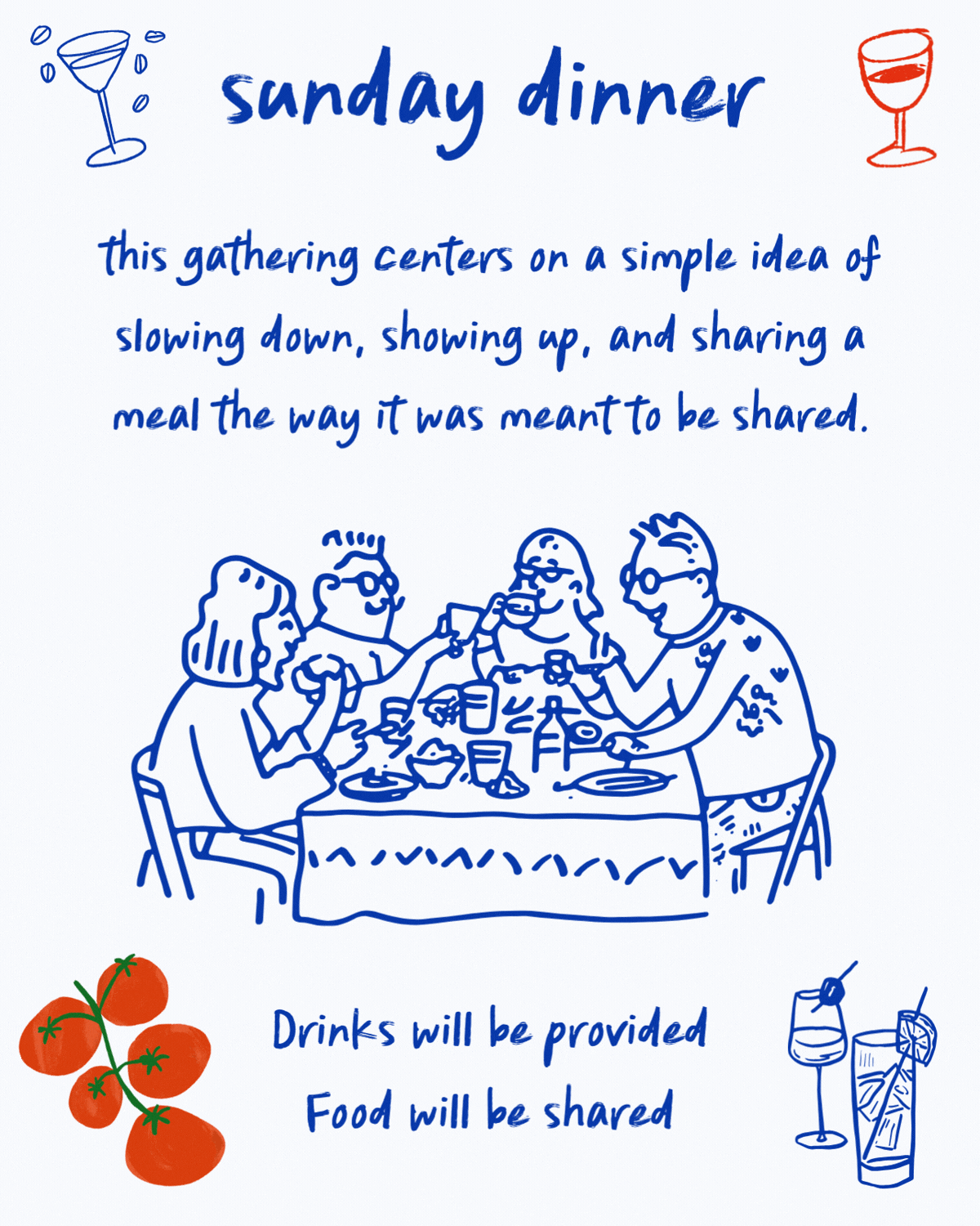 Animated Hang Dry Sunday Dinner invitation — event details and brand design for an exclusive gathering