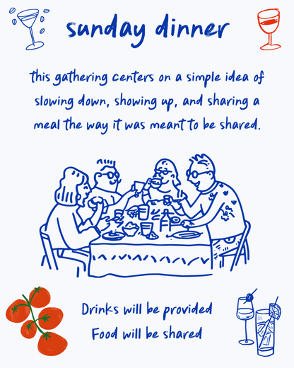 Animated Hang Dry Sunday Dinner invitation — event details and brand design for an exclusive gathering