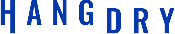 Hang Dry wordmark logo in brand blue — premium streetwear and lifestyle label